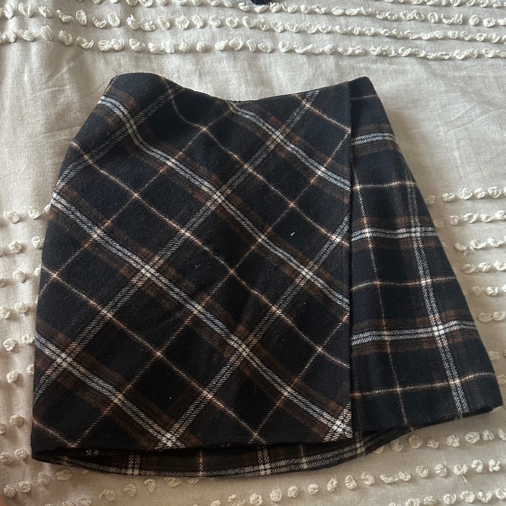 Hollister Black and Brown Plaid Mini Skirt